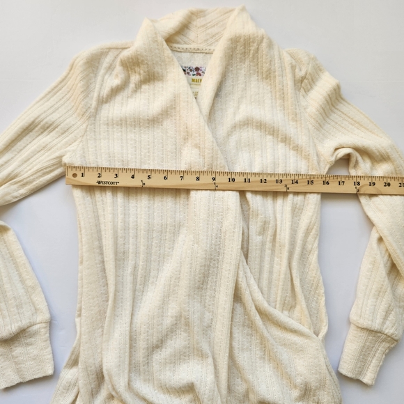 Maeve Anthropologie Womens Sweater Ivory Faux Wrap Front Long Sleeve Knit Xsmall - Picture 10 of 13